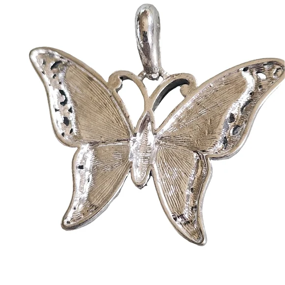 Silver Butterfly Pendant with Abalone Inlay - Picture 4 of 6